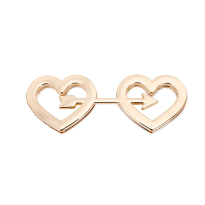 Fechamento de bolsa em forma de seta de coração duplo Hardware cor ouro pálido